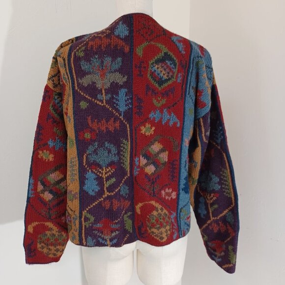 Peruvian Connection Cardigan Sweater 100% Alpaca Button Front Womens Large - Picture 3 of 13